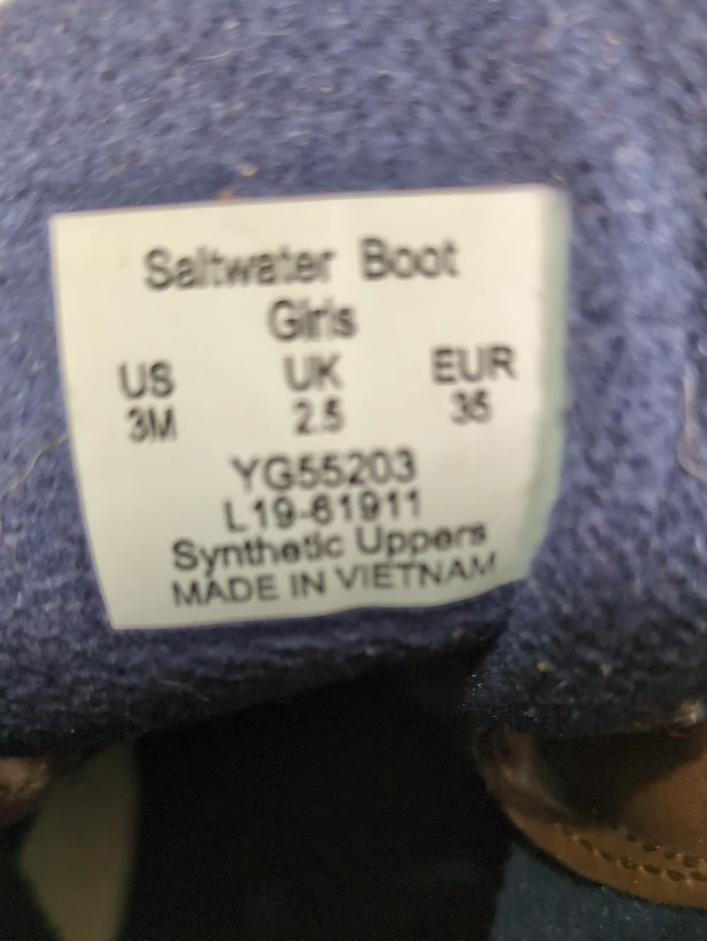 Sperry Top-Sider Girls Saltwater Duck Boots Size 3M Navy Brown